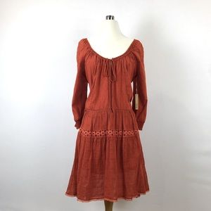 Of Two Minds Long sleeve midi dress Orange gypsy